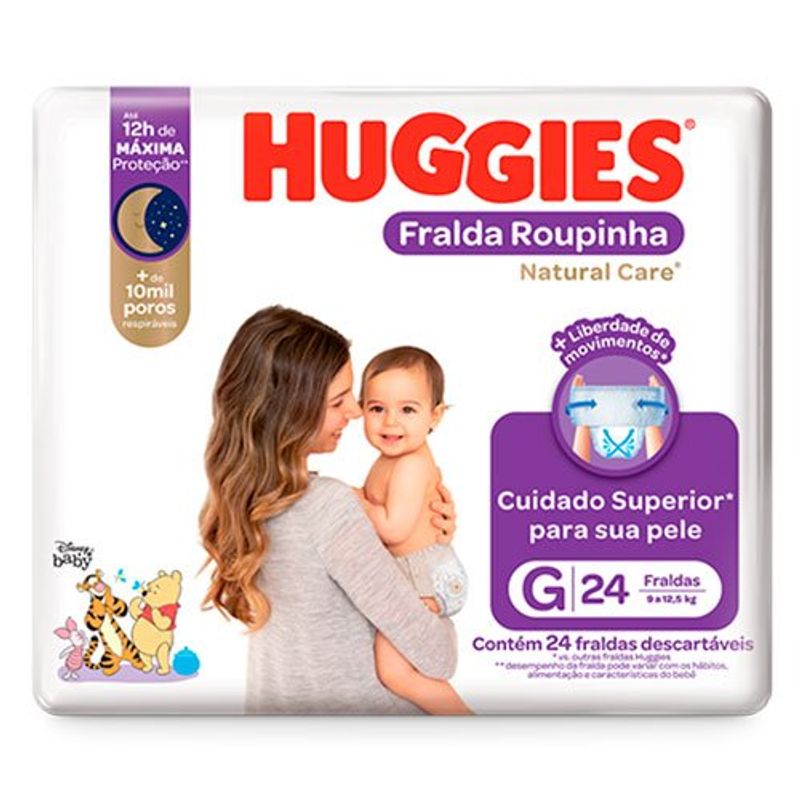 fralda infantil huggies natural care roupinha tamanho g 24 unidades