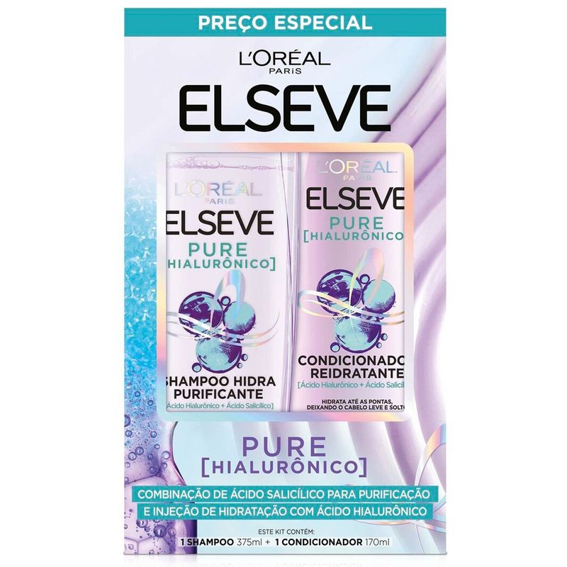 kit elseve pure hialurônico shampoo 375ml + condicionador 170ml