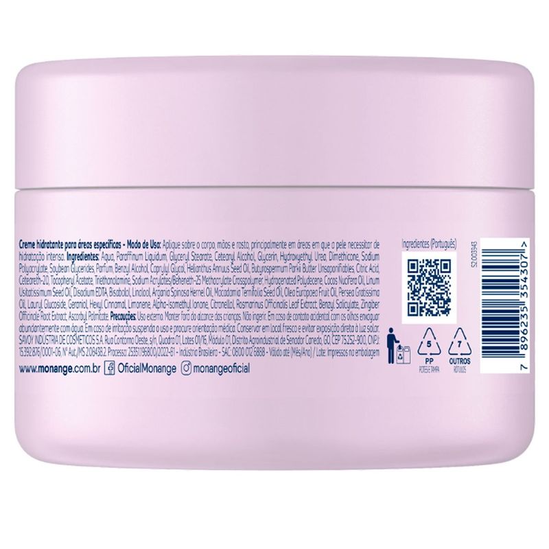 creme hidratante monange áreas específicas óleo de abacate com vitamina e 50g