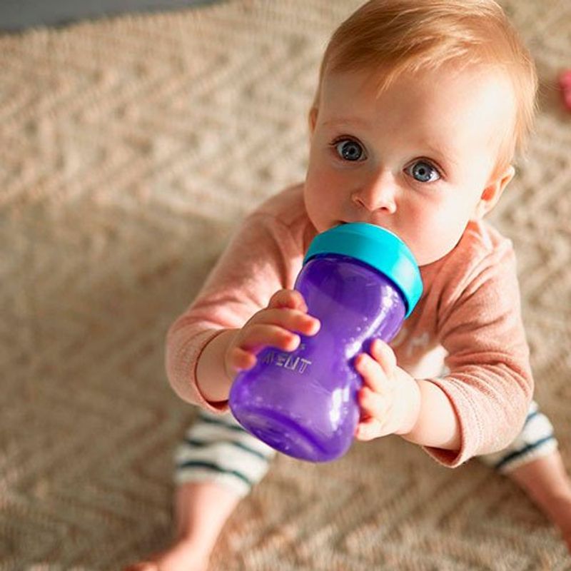 copo de transição avent bico de silicone roxo 300ml