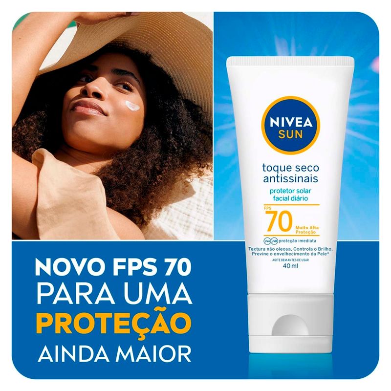 protetor solar facial nivea toque seco antissinais fps 70 40ml
