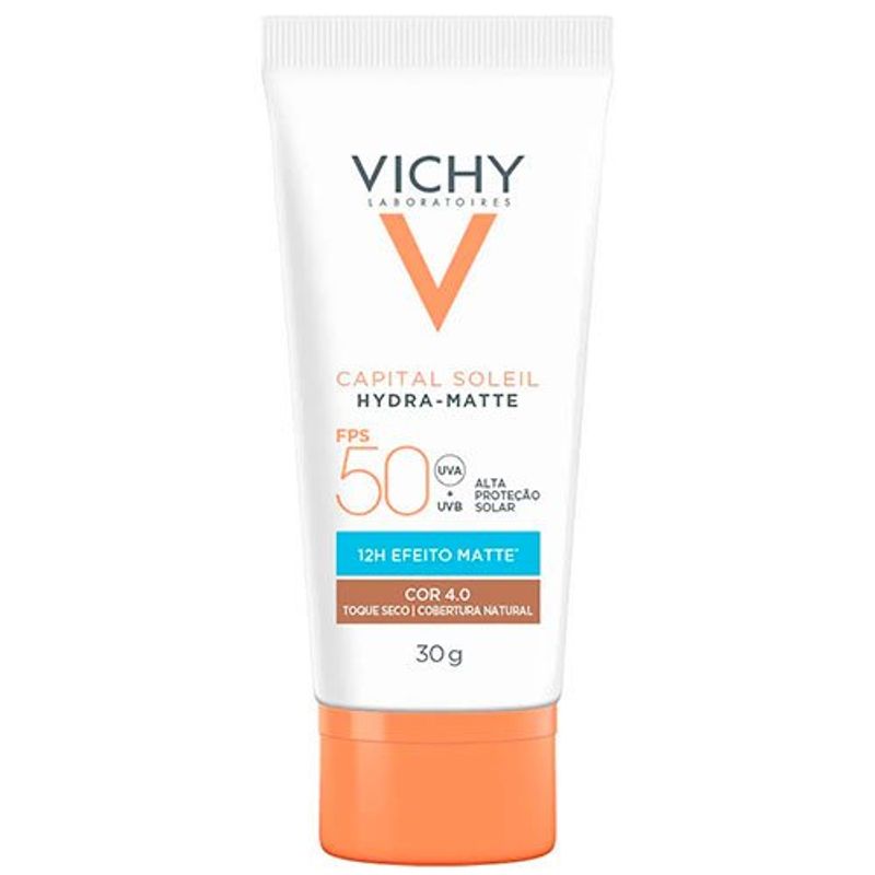 protetor solar facial vichy hydra-matte fps 50 cor 4.0 30g