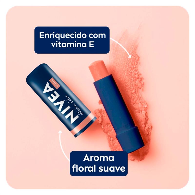 hidratante labial nivea hidra color 2 em 1 nude 4,8g