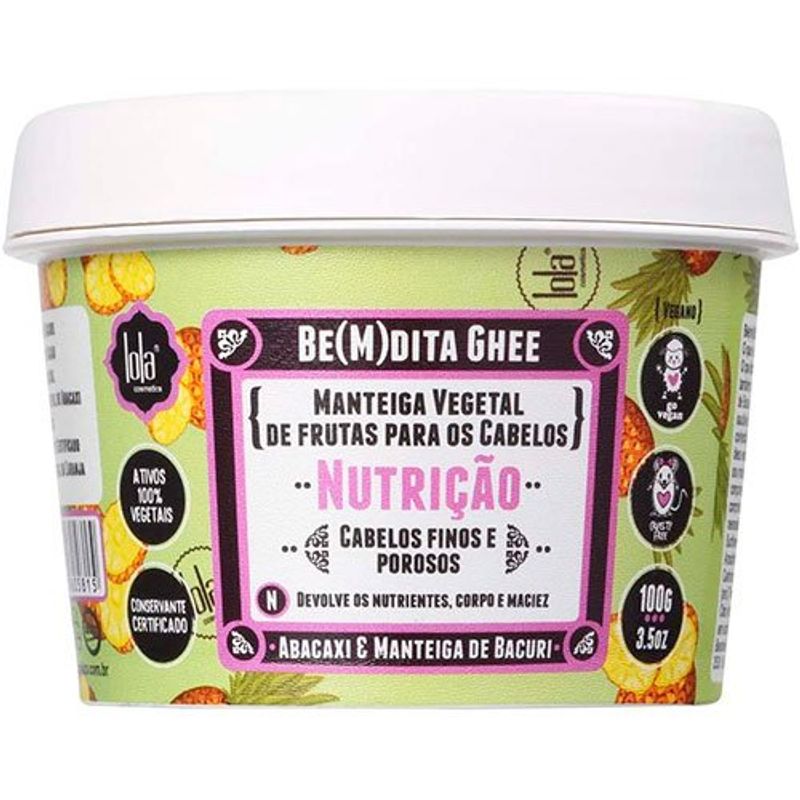 máscara de nutrição lola cosmetics be(m)dita ghee abacaxi e manteiga de bacuri 100mg