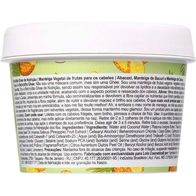 máscara de nutrição lola cosmetics be(m)dita ghee abacaxi e manteiga de bacuri 100mg