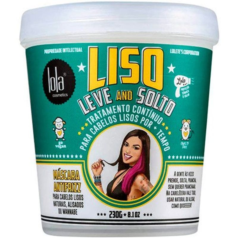 máscara antifrizz lola cosmetics liso leve e solto 230g