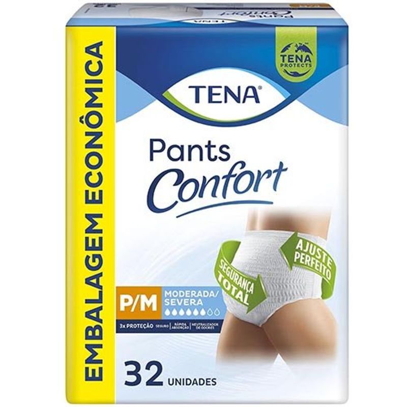 roupa íntima confort tena tamanho p/m 32 unidades