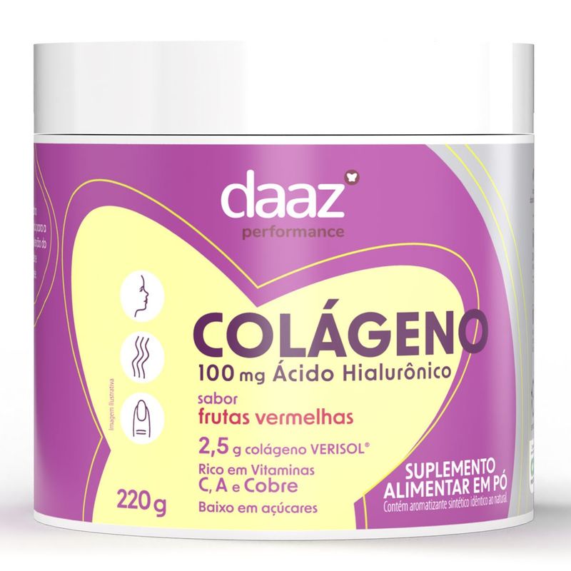 colágeno daaz com ácido hialurônico sabor frutas vermelhas 220g