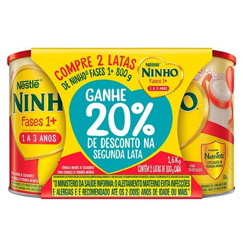 fórmula ninho fase 1+ 2 latas 800g cada