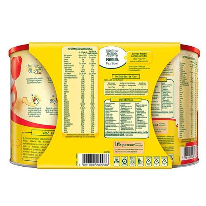 fórmula ninho fase 1+ 2 latas 800g cada