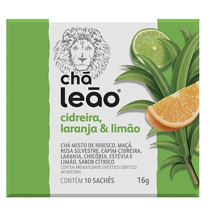 chá leão cidreira, laranja e limão 16g contém 10 sachês