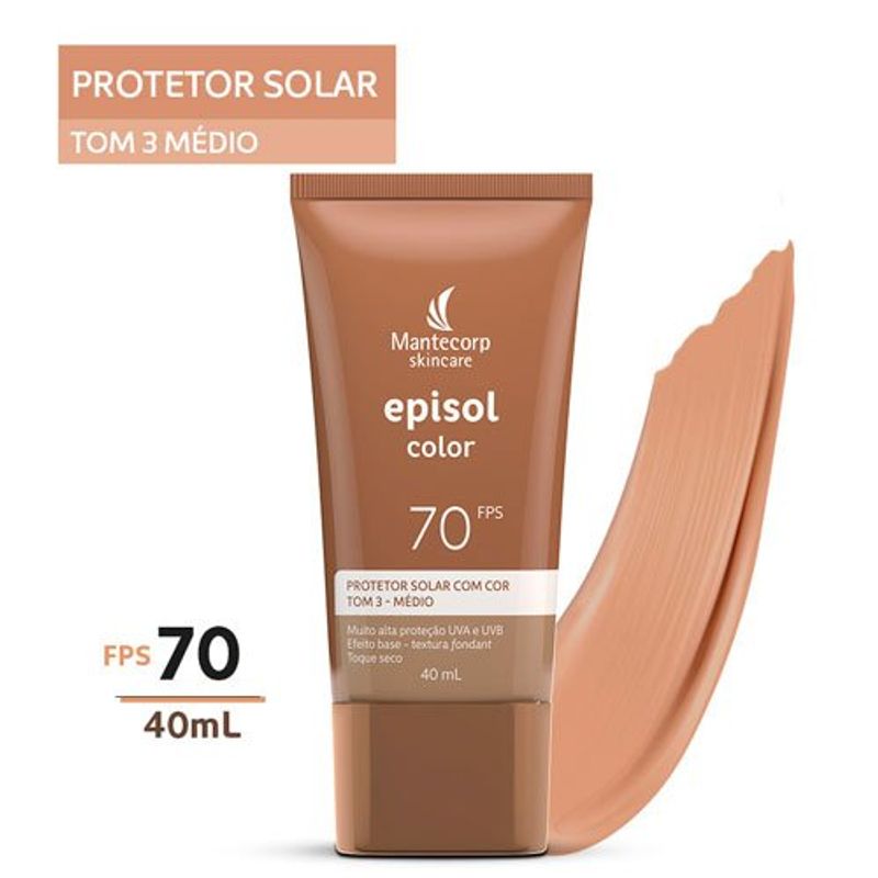protetor solar epsol color tom 3 médio fps 70 40ml