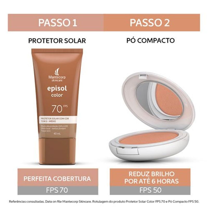 protetor solar epsol color tom 3 médio fps 70 40ml