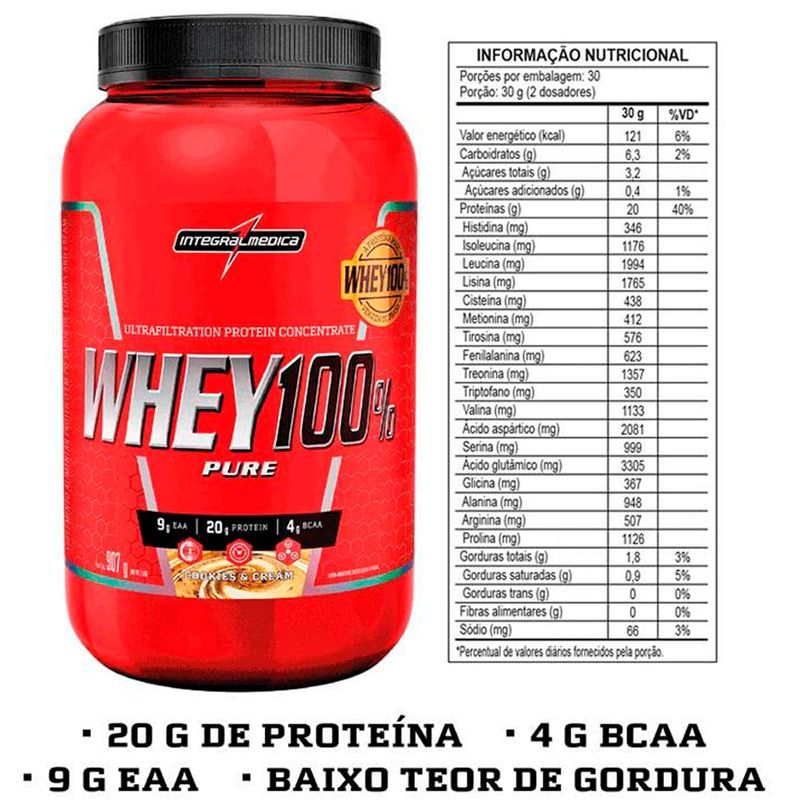 whey 100% cookies and cream integralmedica 900g