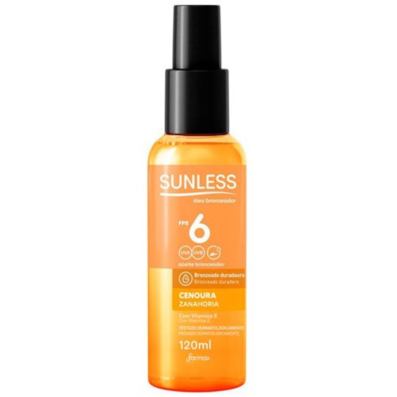 óleo bronzeador spray sunless cenoura fps6 120ml