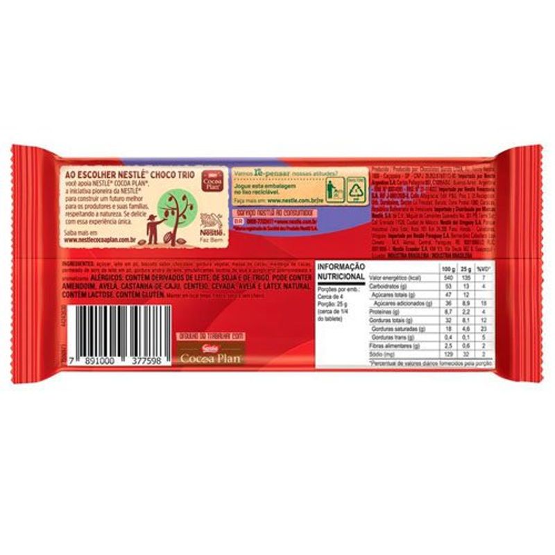 chocolate nestlé chocobiscuit 90g