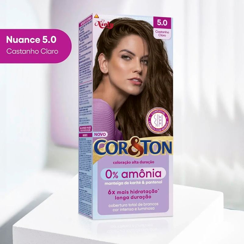 coloração cor&ton niely 0% amônia 5.0 castanho claro