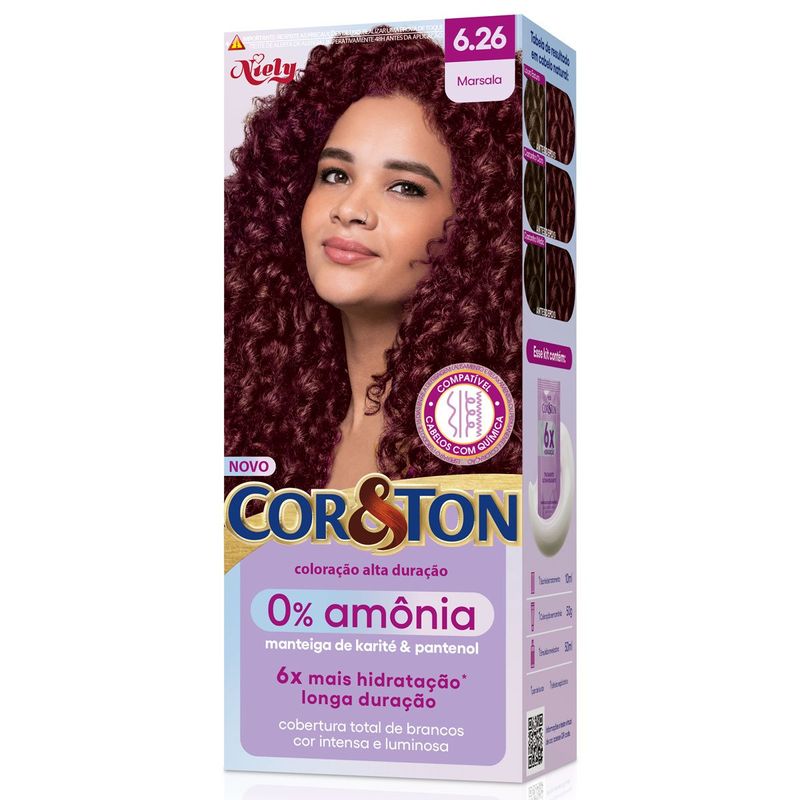 coloração cor&ton niely 0% amônia 6.26 marsala
