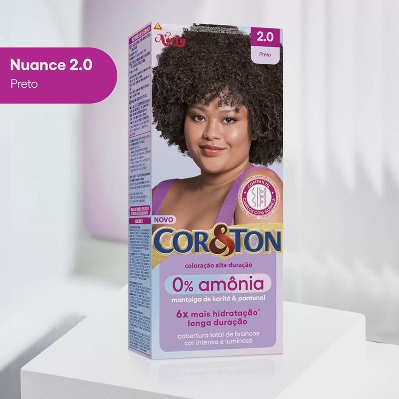 coloração cor&ton niely 0% amônia 2.0 preto