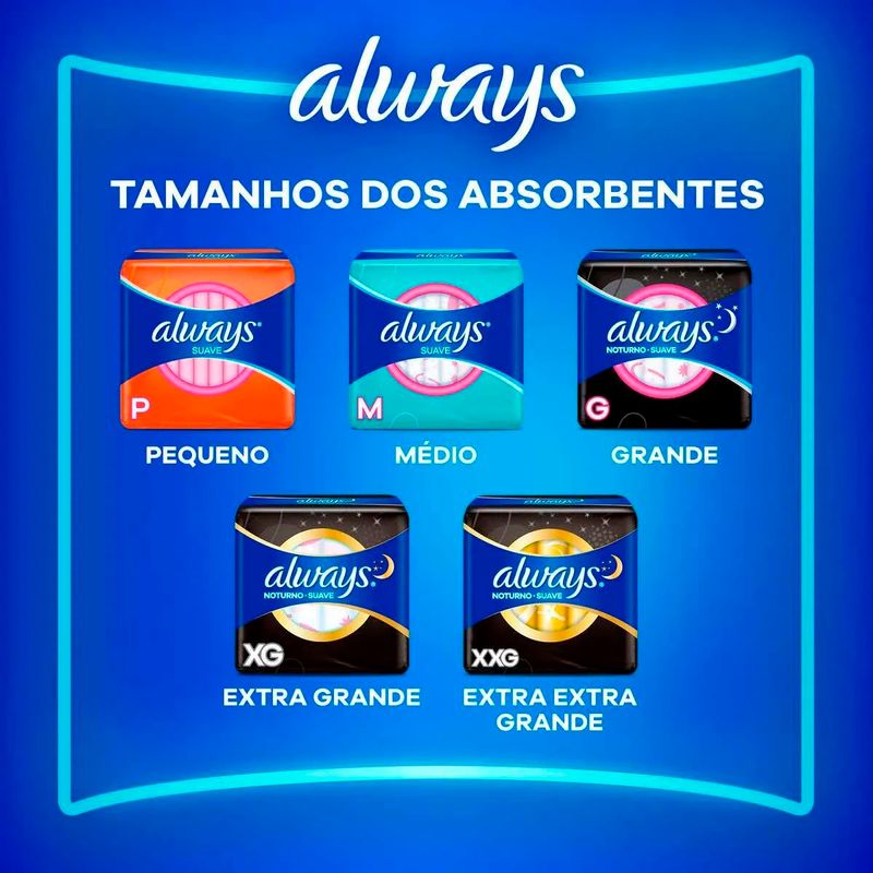 absorvente always noites tranquilas xg 26 unidades