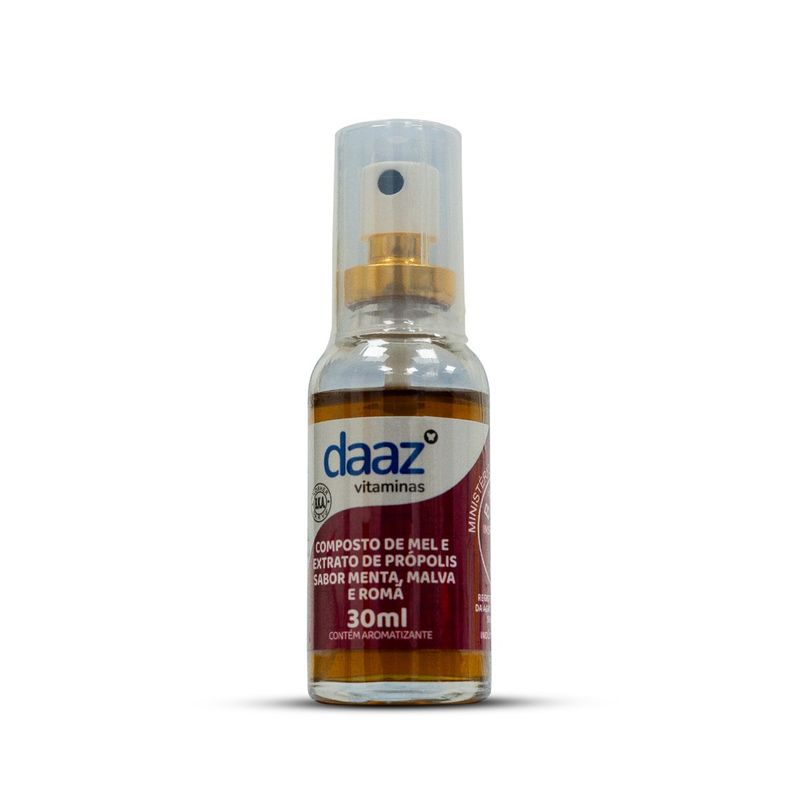 spray de mel e extrato de própolis daaz sabor menta , malva e romã 30ml