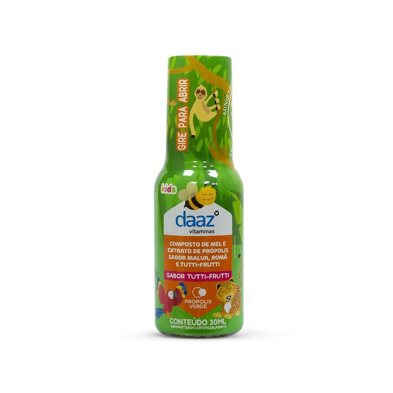 spray de mel e extrato de própolis daaz sabor malva, romã e tutti-frutti 30ml