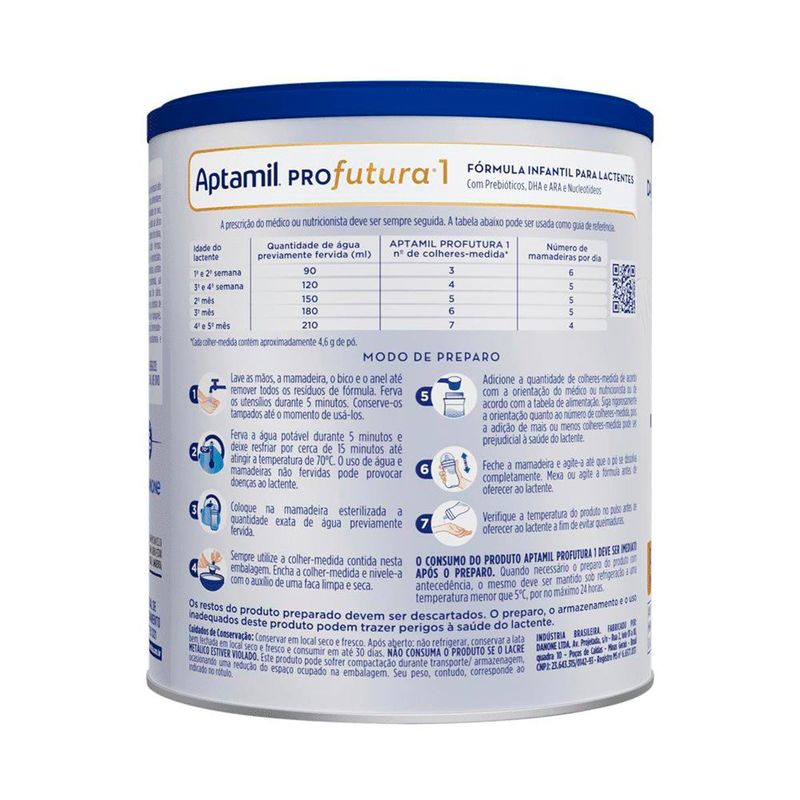 fórmula infantil aptamil profutura 1 danone 0 a 6 meses 400g