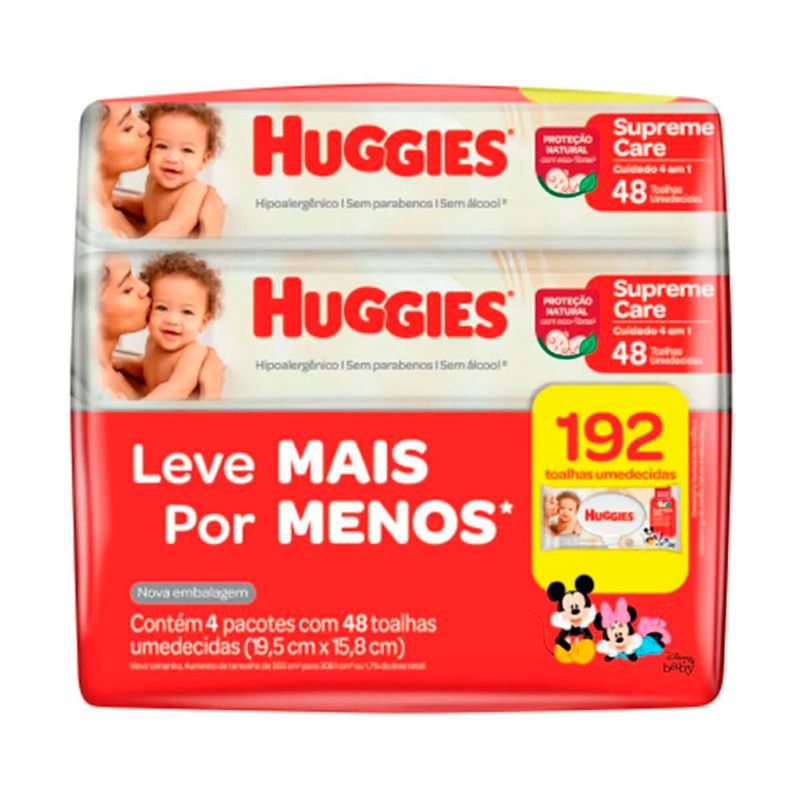 lenço umedecido huggies supreme care leve mais por menos 192 unidades