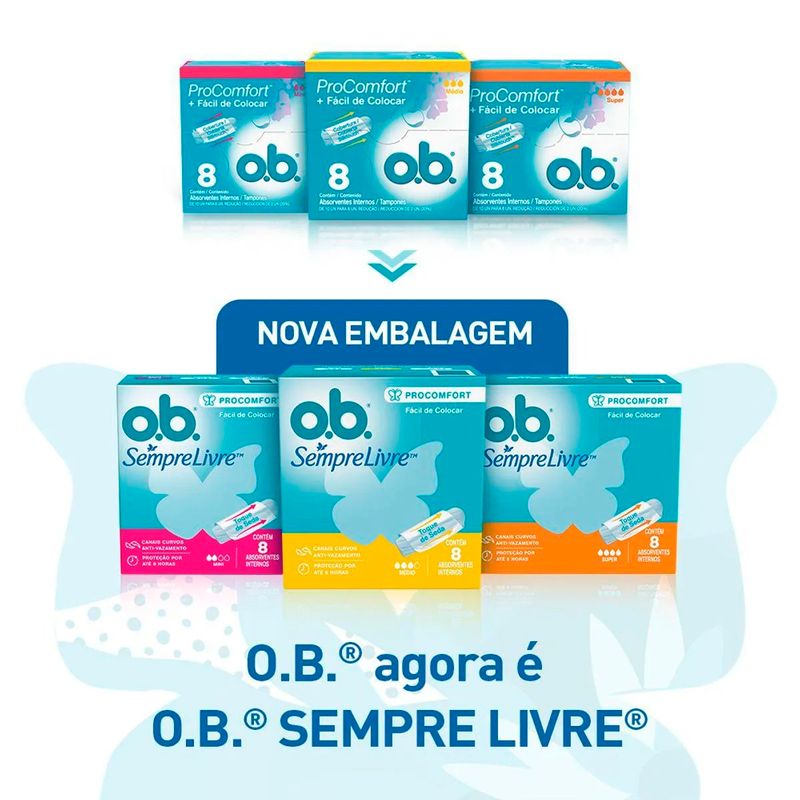 absorvente interno ob sempre livre procomfort médio 16 unidades