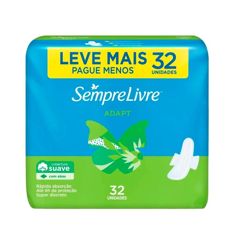 absorvente sempre livre adapt cobertura suave 32 unidades