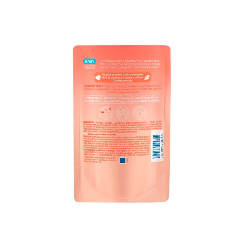 sabonete líquido refil johnson's baby cabeça aos pés 380ml