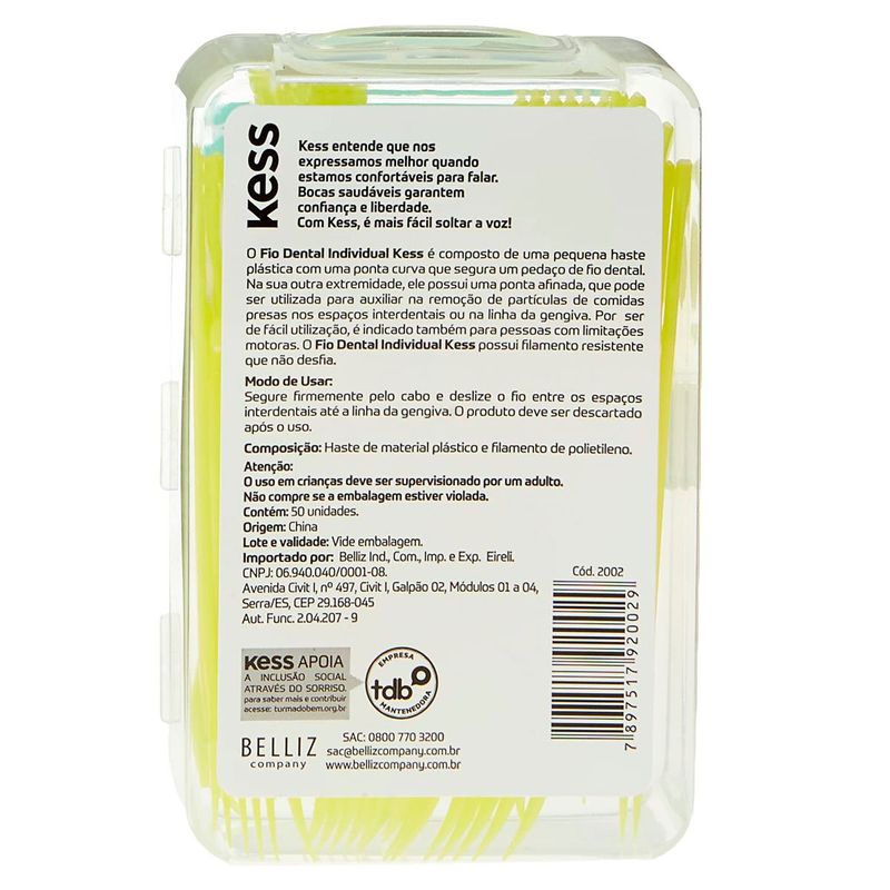 fio dental individual kless com 50 unidades