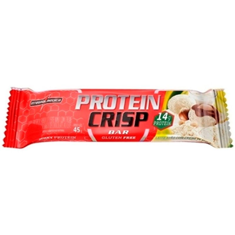 barra de proteína integralmedica protein crisp bar leite com creme de avelã 45g