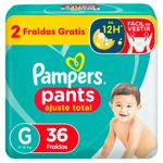 fralda pampers pants ajuste total g 36 unidades