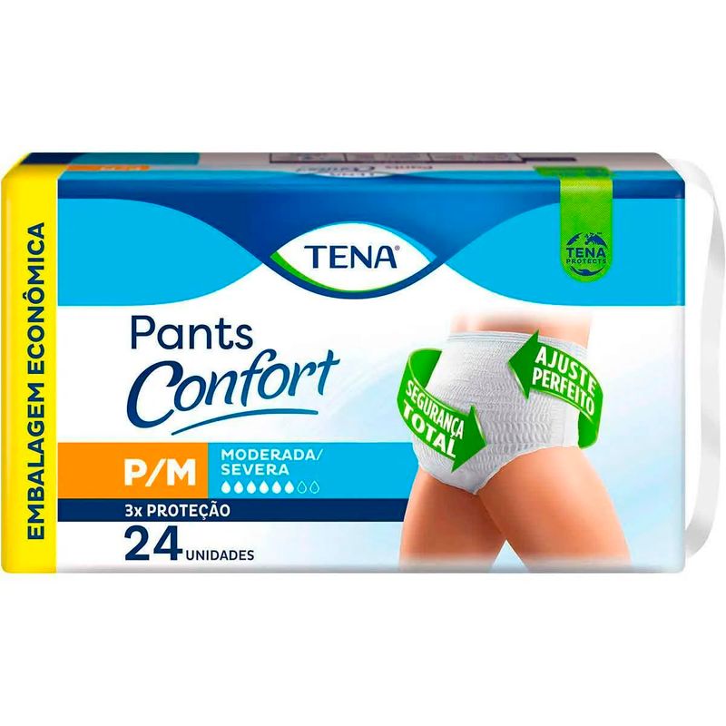 roupa íntima descartável tena pants confort p/m 24 unidades