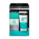 kit neutrogena protetor solar facial fps 70 sem cor 40g + gel de limpeza 60g