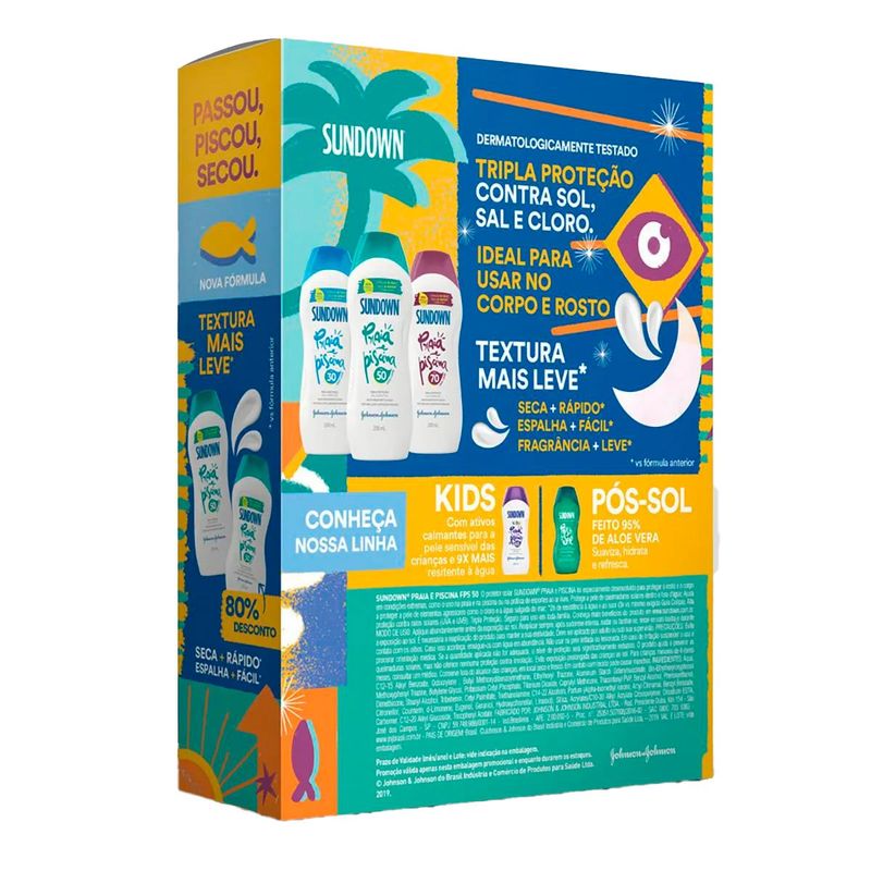 kit protetor solar sundown praia & piscina fps50 200ml + 120ml