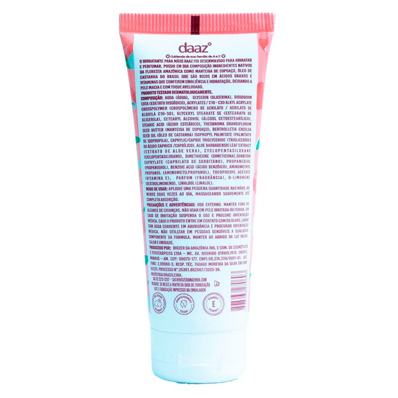 hidratante para mãos daaz pitanga & lichia 60ml