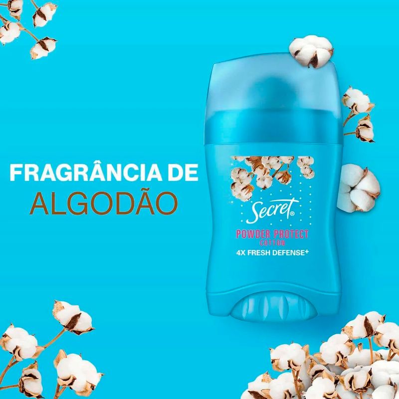 desodorante twist stick barra secret powder protect cotton 48h 45g