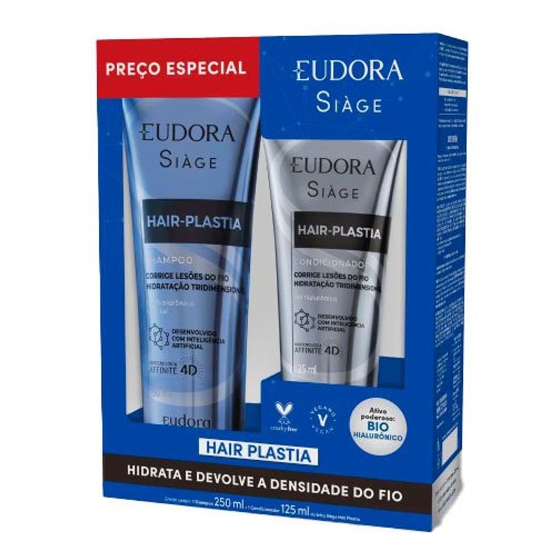 kit eudora siàge hair plastia shampoo 250ml + condicionador 125ml