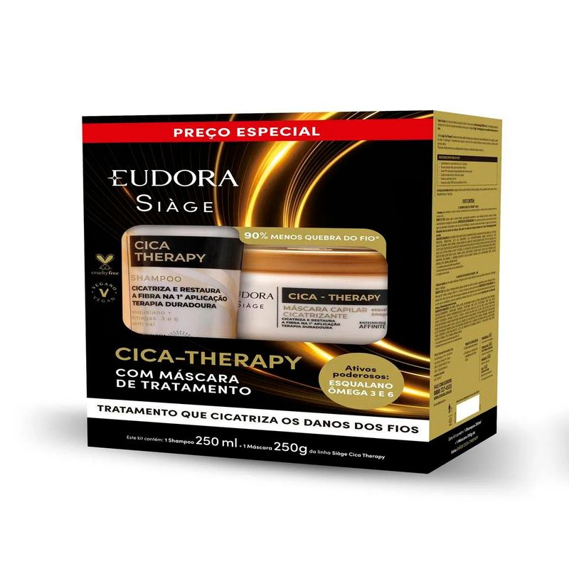 kit eudora siàge cica-therapy shampoo 250ml + máscara 250ml