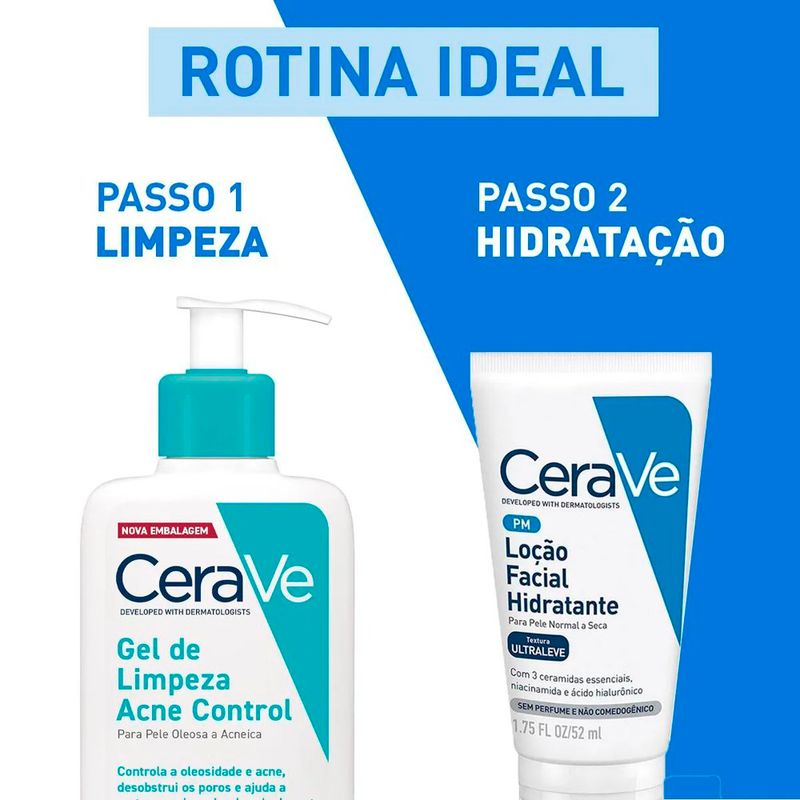 gel de limpeza cerave acne control pele oleosa a acneica 340g
