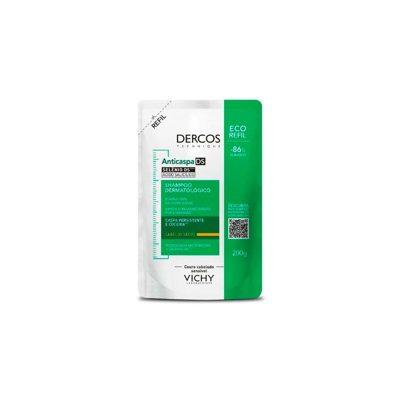 refil shampoo anticaspa vichy dercos cabelos secos 200g