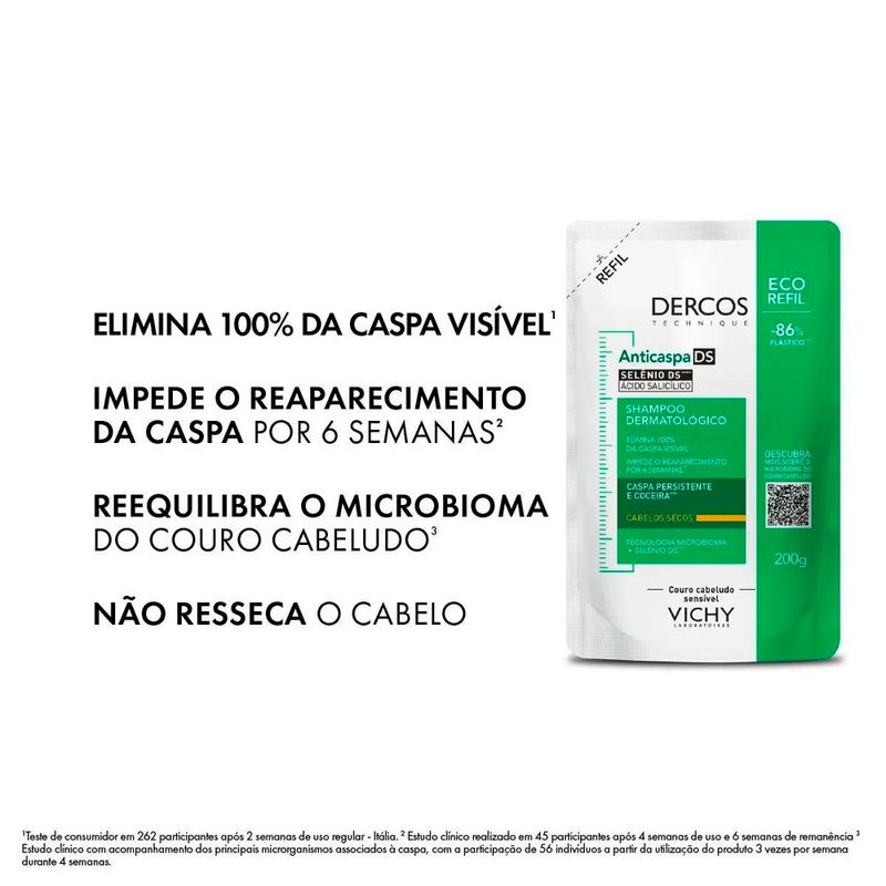 refil shampoo anticaspa vichy dercos cabelos secos 200g