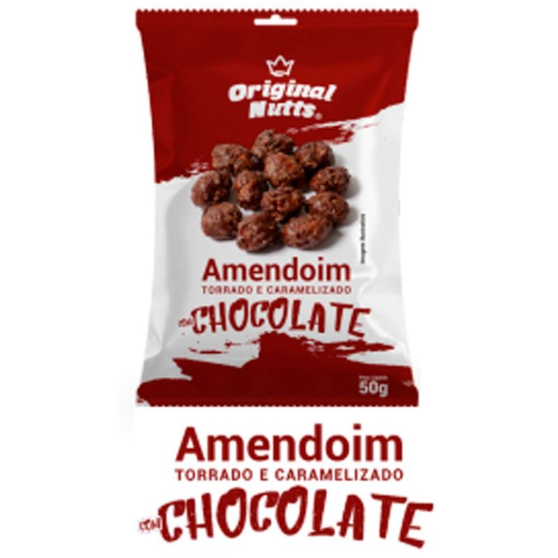 amendoim original nutts torrado e caramelizado com chocolate 50g
