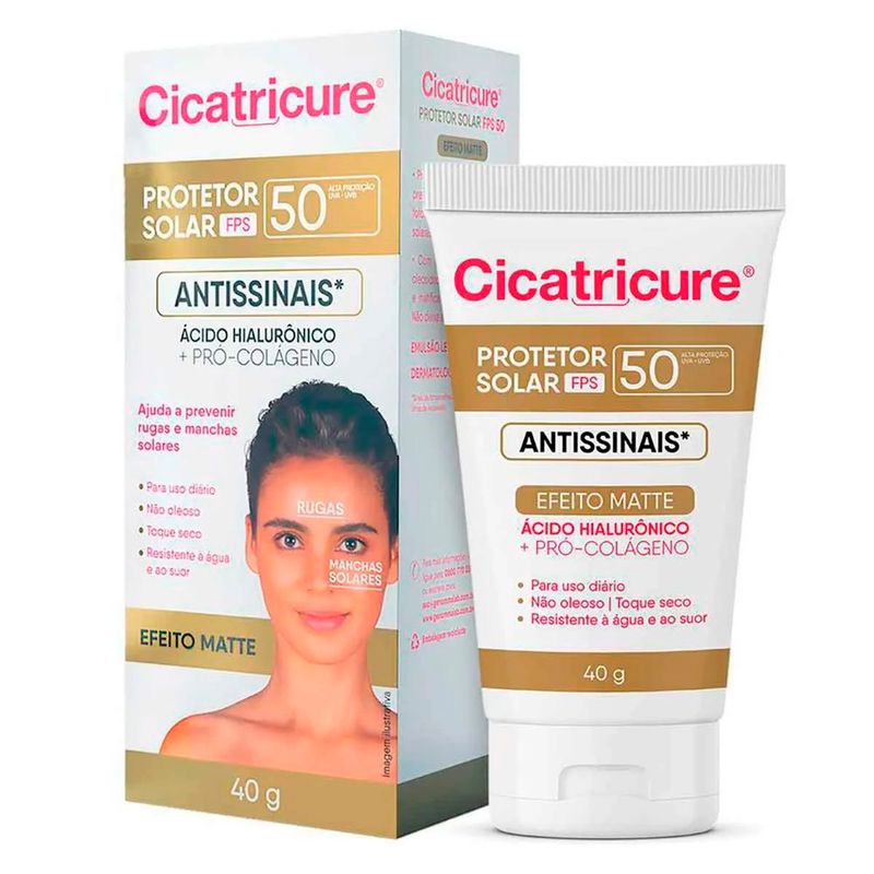 protetor solar facial cicatricure fps50 matte 40g