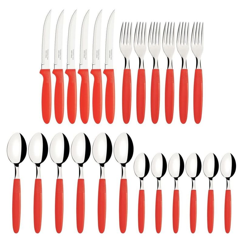 faqueiro 24 peças tramontina ipanema vermelho 23399791