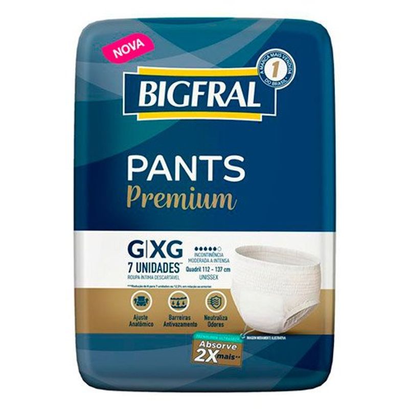 roupa íntima descartável bigfral pants premium tamanho g / xg 7 unidades