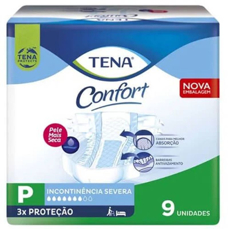 fralda geriátrica tena confort tamanho p 9 unidades