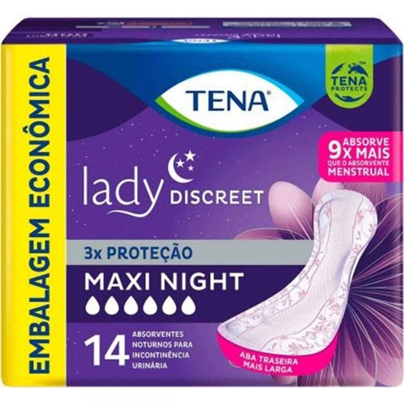 absorvente lady maxi night tena 14 unidades